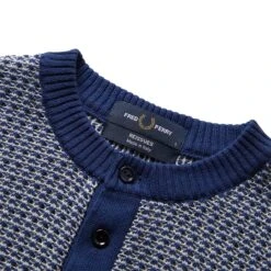 Fred Perry TWO COLOUR TEXTURE KNIT HENLEY -Jordan Store FREDPERRYTWOCOLOURTEXTUREKNITHENLEYFRENCHNAVYSK4800 4