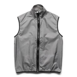 PACKABLE TRANSPARENT GRID NYLON FULL ZIP VEST