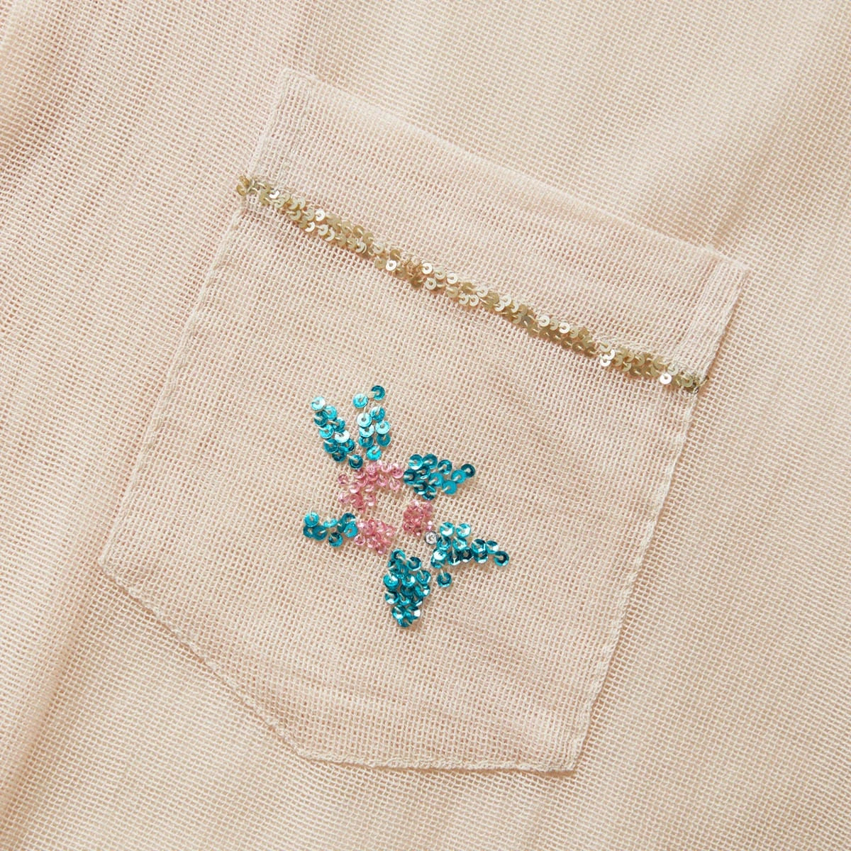 SEQUINED FLORAL NET SS SHIRT 7 SEQUINED FLORAL NET SS SHIRT - Image 5